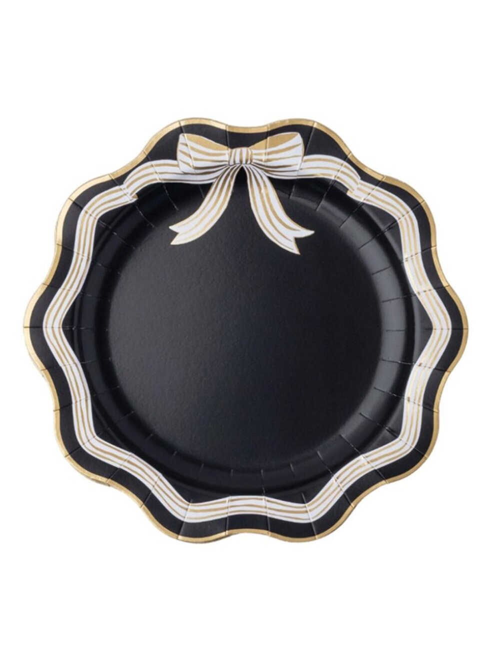 Elegant Black and White Bow Dinner Paper Plates Package of 8